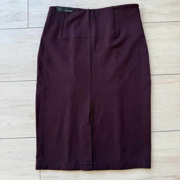 Liverpool Clara Ponte Pencil Skirt Size 6 / Small Dark Purple Stretch Pull On - Picture 4 of 8
